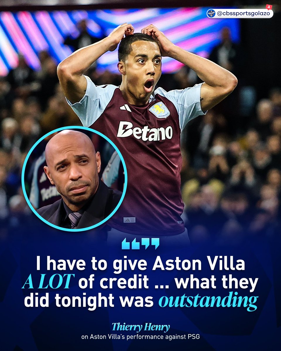 CBSSportsGolazo's tweet image. Thierry Henry was a BIG fan of the fight Aston Villa put up against PSG ๐๐ซ๐ท