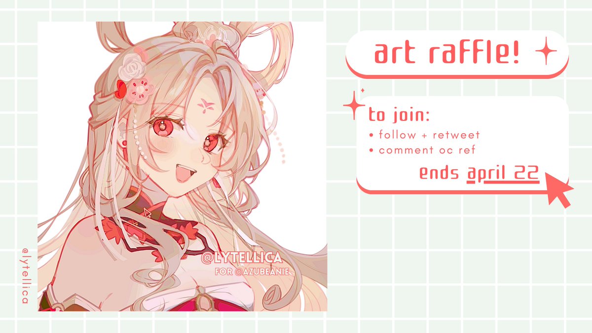 i wanna open comms again since I'm graduating soon!! but i need samples 😉

✨ART RAFFLE TIME!!✨
to enter:
✨follow + rt
✨comment ur oc ref!

✨ENDS APRIL 22✨
(1 winner for now but I'll prob do another one in the future!)