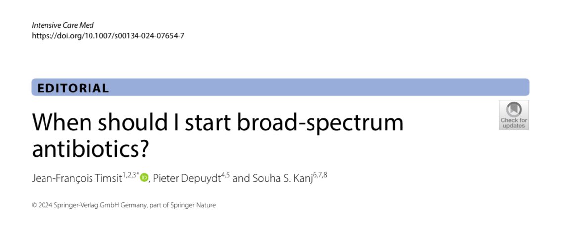 🦠🦠¿Cuándo empezar antibióticos de amplio espectro?🦠🦠

💭Un dilema clínico frecuente, sobre todo en UCI.

🧵🪡Te resumo este gran editorial de “Intensive Care Medicine” que aborda el equilibrio entre eficacia y resistencia antimicrobiana.

#Antibiotics #Sepsis #PROA
⚖️💊🦠