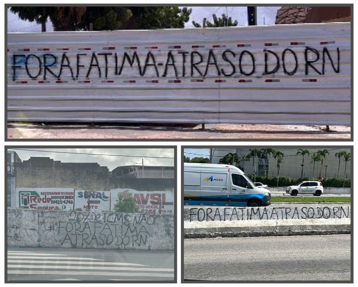 As pichações retornaram. O "Fora Fátima" com a mesma grafia (letra), a mesma expressão e em várias regiões de Natal. Menos espontâneo impossível. Quem financia? Por que não investigam essa arruaça? Que coincidentemente sempre surge beneficiando um grupo e atacando o outro?!