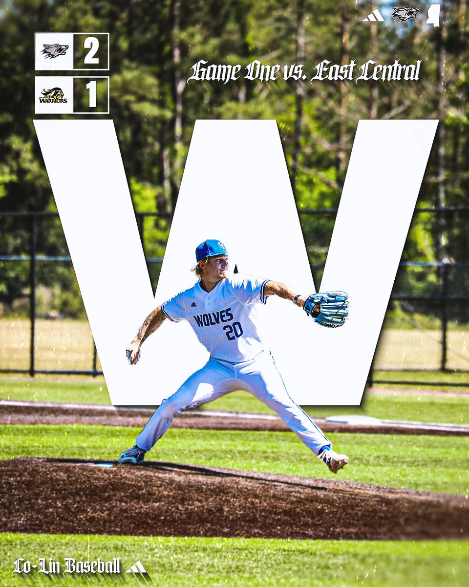 colinathletics's tweet photo. Down goes #3! The Wolves take game one on the back of an impressive outing by Cohen Weinhofer to upset #3 East Central! #BackThePack https://t.co/h1r8Mgphuj