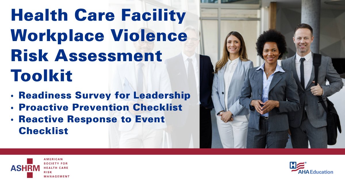 It’s Workplace Violence Awareness Month! Risk professionals play a critical role in protecting their teams and creating a culture of safety.

🛠️ Ready to be part of the solution? Check out the Health Care Facility Workplace Violence Risk Assessment Toolkit ow.ly/pGcs50VBio2