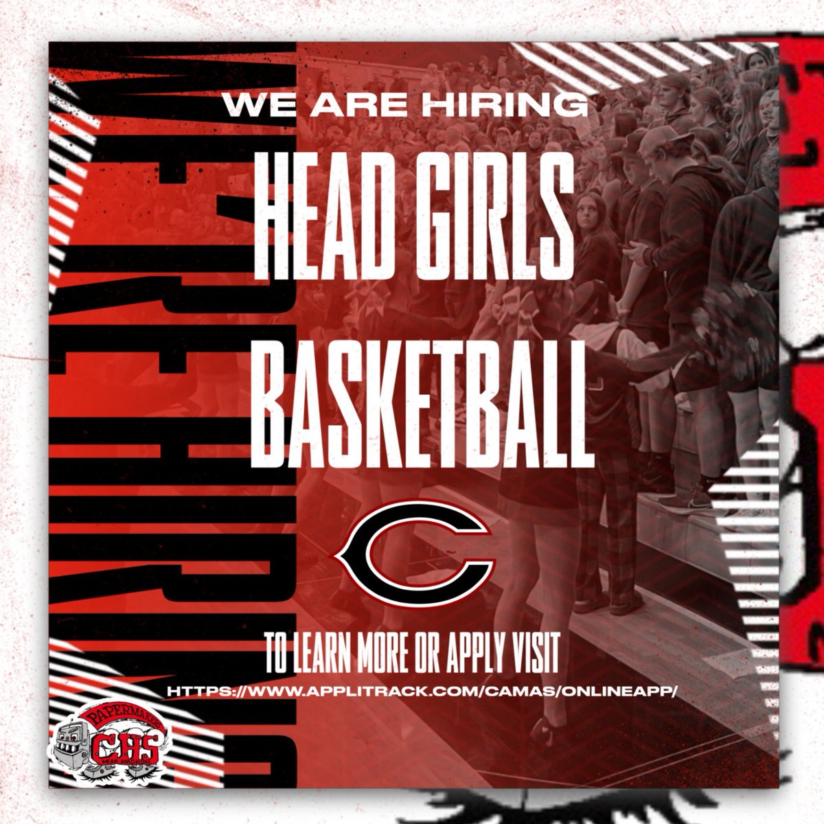 Do you know someone who would be a good fit to lead our Girls Hoops program?? Encourage them to apply!

Our application system recently changed! Here is a link to the new system: applitrack.com/camas/onlineap…
