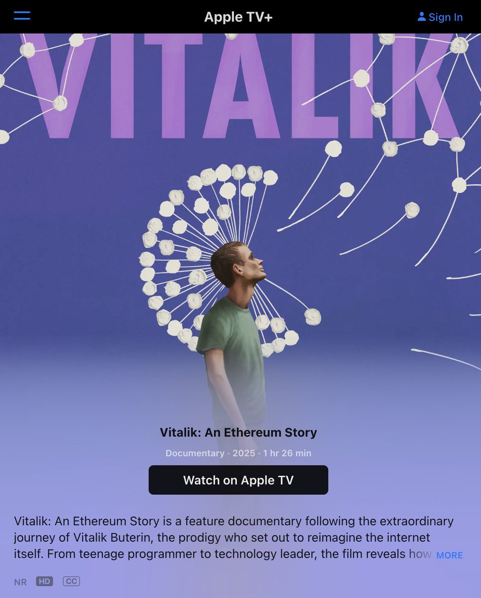 Linda Xie (@ljxie) on Twitter photo Manifesting on Twitter/X sometimes works! 4 years later you can watch the <a href="/EthereumFilm/">Vitalik: An Ethereum Story</a> documentary on Apple TV 🎉 Manifesting on Twitter/X sometimes works! 4 years later you can watch the <a href="/EthereumFilm/">Vitalik: An Ethereum Story</a> documentary on Apple TV 🎉