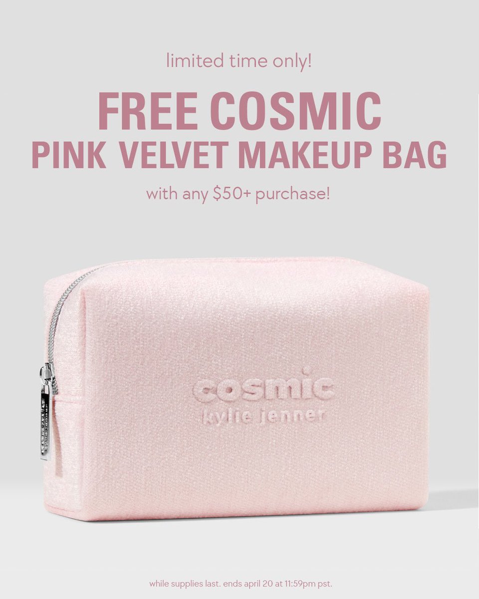 kyliecosmetics's tweet image. limited-edition fragrance gift sets including our NEW cosmic kylie jenner & 2.0 pen spray gift set! bit.ly/4ieHtLp
PLUS get a FREE cosmic pink velvet makeup bag! 💗