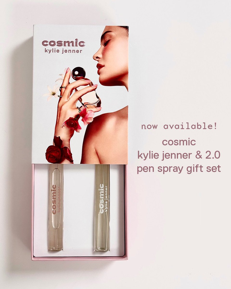kyliecosmetics's tweet image. limited-edition fragrance gift sets including our NEW cosmic kylie jenner & 2.0 pen spray gift set! bit.ly/4ieHtLp
PLUS get a FREE cosmic pink velvet makeup bag! 💗