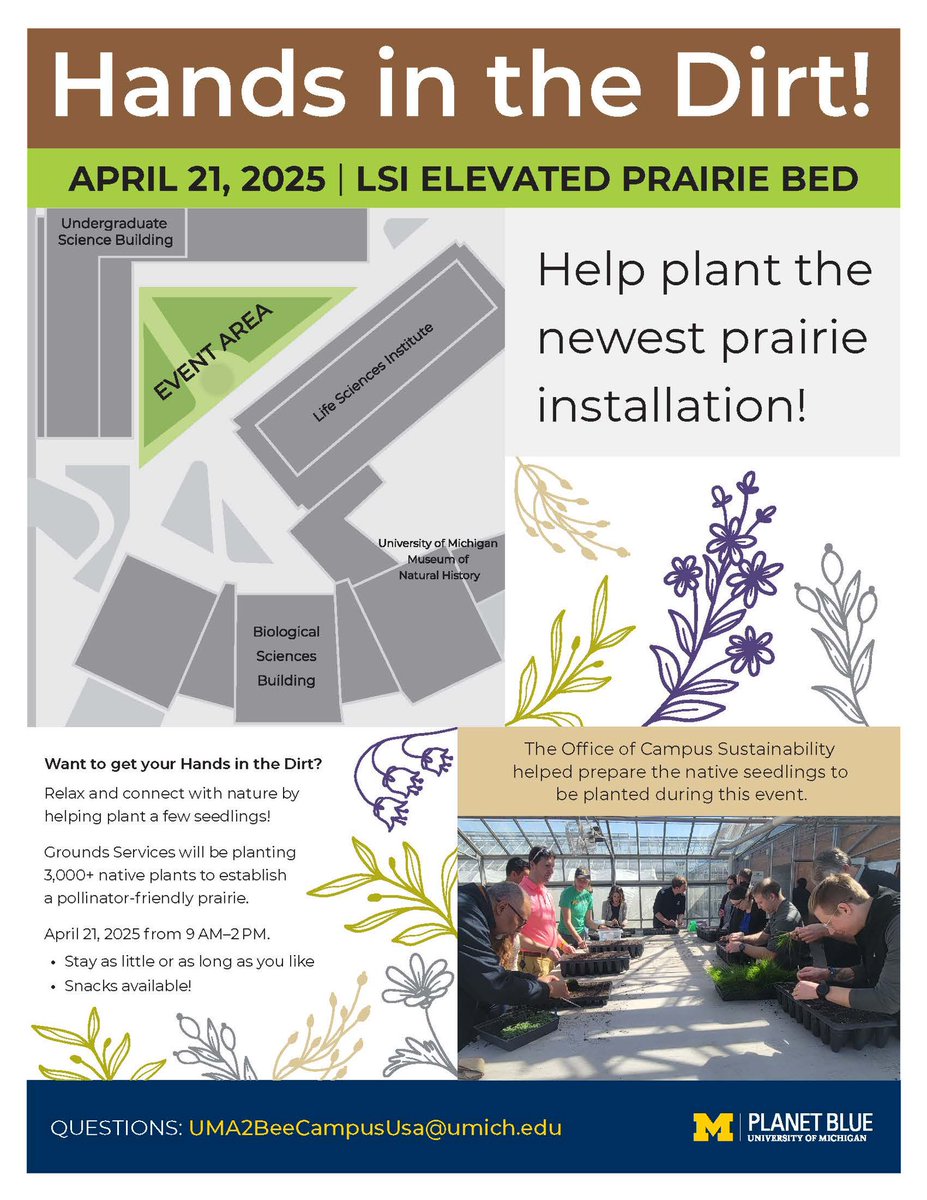 Stop by to lend a hand or to learn more about <a href="/UMich/">University of Michigan</a> Resilient Grounds efforts!