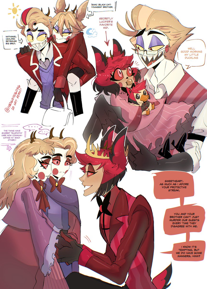 Made by mod iya (its me guys im in this acc at the moment 🤨🥴) but since im talking about pregnant alastor (week) lemme introduce you to 🍎🦌 five kids 🤭💕

#appleradio #hazbinhotel
