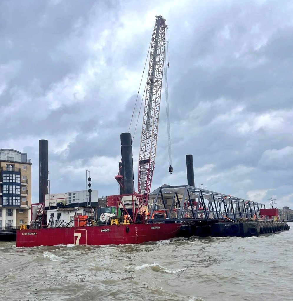 Newly built brow for Rotherhithe Pier arriving this afternoon
