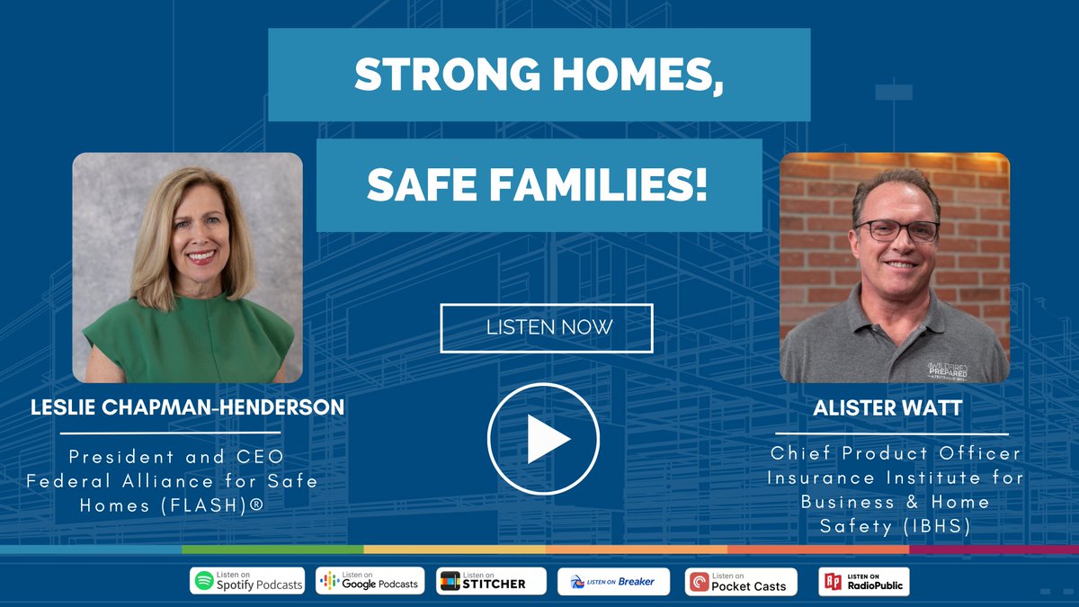 Wildfire season is here—are you prepared?

🎧 Tune in now: spoti.fi/4cCk71a
In the latest episode of the Strong Homes, Safe Families! podcast, President &amp; CEO Leslie Chapman-Henderson sits down with Alister Watt, Chief Product Officer at <a href="/IBHS_org/">Insurance Institute for Business & Home Safety</a>, to talk about how