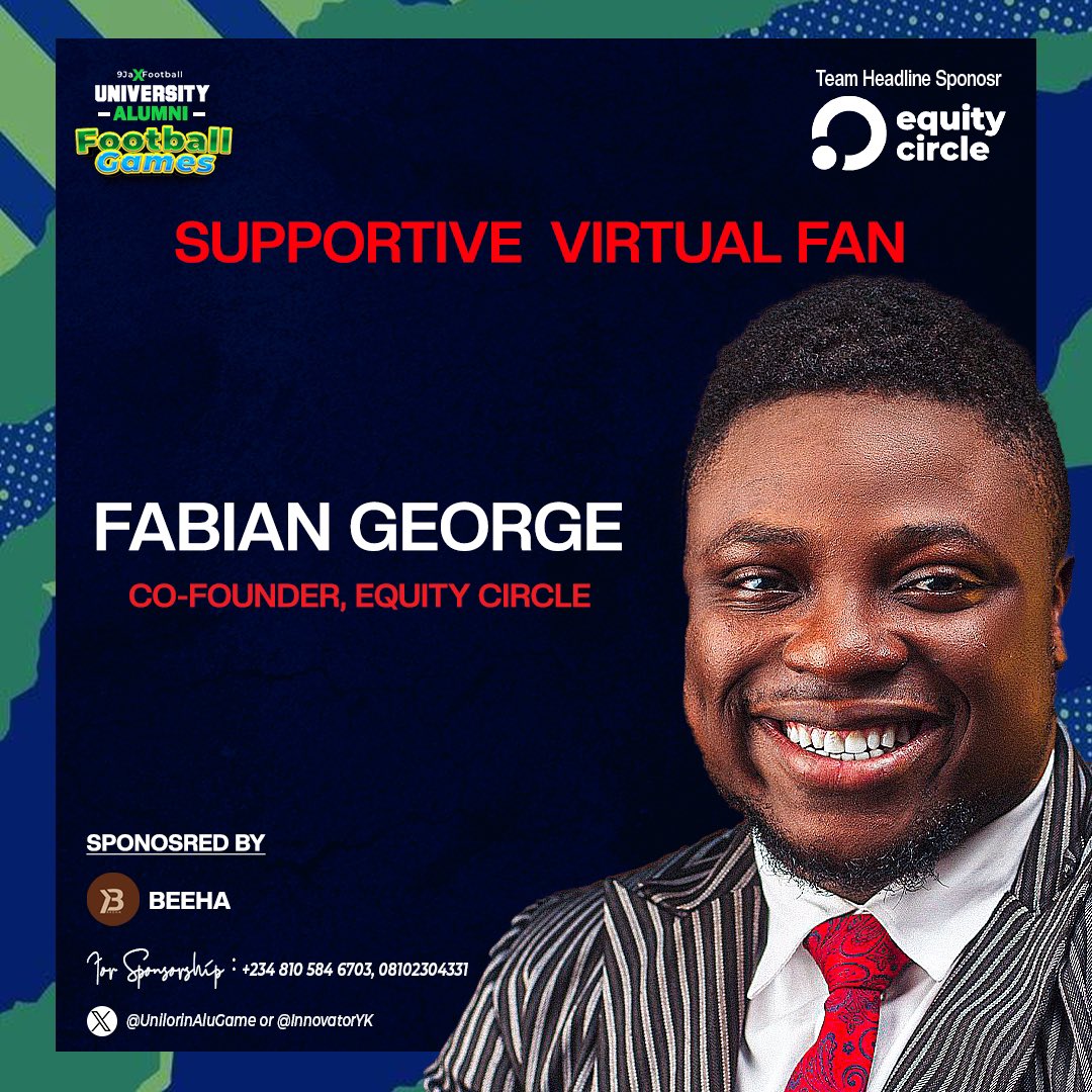 Unilorin Alumni Football (@unilorinalugame) on Twitter photo We’ve made it to the knockout stage of the <a href="/9jaXFootball/">ALL STARS FOOTBALL MATCH</a> Inter-University Alumni Competition
This wouldn’t be possible without the support of our biggest fan, <a href="/Fabian__George/">FGBillions | $5MAUM</a>, and our headline sponsor <a href="/Equitycircle_/">Equity Circle</a>
We promise to continue raising the flag of our alma mater high We’ve made it to the knockout stage of the <a href="/9jaXFootball/">ALL STARS FOOTBALL MATCH</a> Inter-University Alumni Competition
This wouldn’t be possible without the support of our biggest fan, <a href="/Fabian__George/">FGBillions | $5MAUM</a>, and our headline sponsor <a href="/Equitycircle_/">Equity Circle</a>
We promise to continue raising the flag of our alma mater high