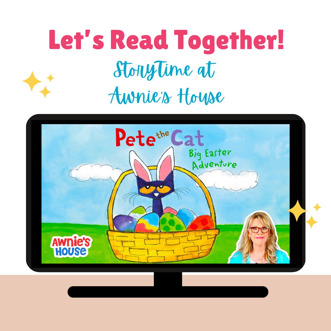 Get ready to HOP into a groovy Easter adventure with everyone’s favorite cool cat — Pete the Cat!🐰

In this story, Pete’s on a mission to help the Easter Bunny… but can he save the day in time for the big egg hunt? 

Let’s read and groove together!
#awnieshouse #PeteTheCat
