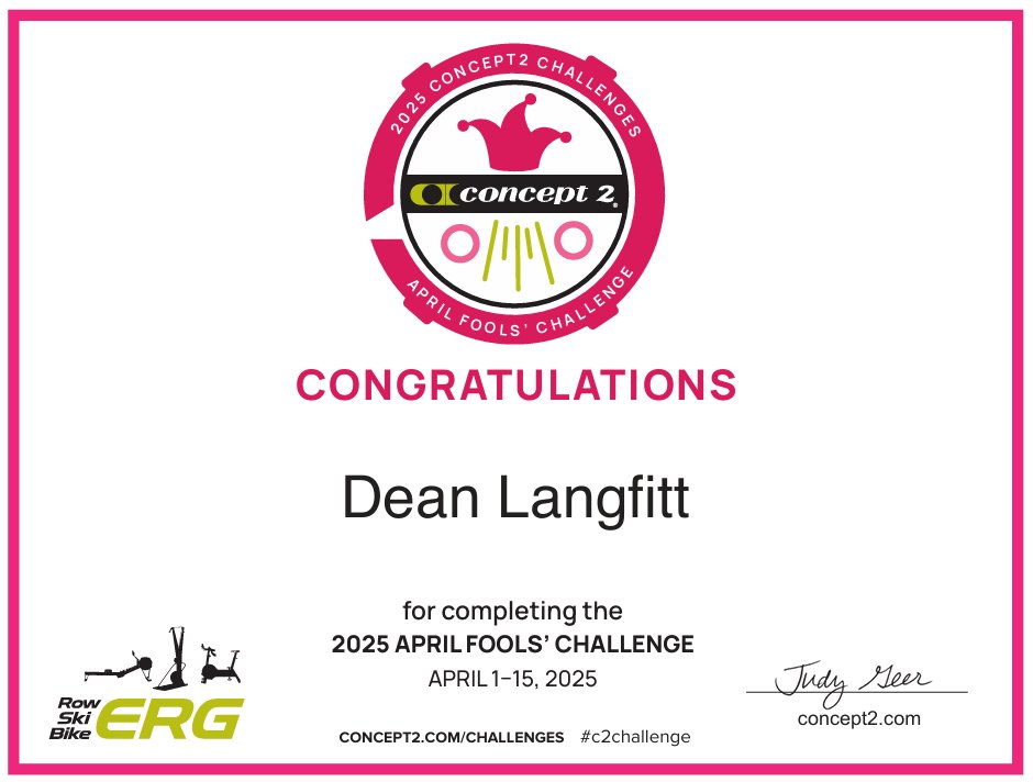 Dean_Ohio's tweet image. Challenge complete! I love/hate my @concept2 rower. #c2challenge