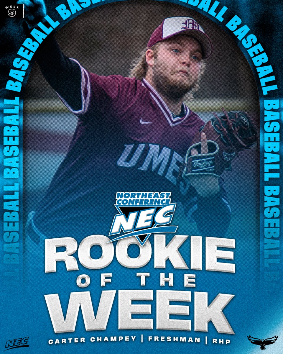 ⚾️🏅The #NECBaseball Rookie of the Week is 𝗖𝗮𝗿𝘁𝗲𝗿 𝗖𝗵𝗮𝗺𝗽𝗲𝘆 from <a href="/UMESHawkSports/">Maryland Eastern Shore Hawk Athletics</a>‼️ 

» Threw 5️⃣ scoreless innings for the 🦅 🆚 CCSU
» Allowed just 4️⃣ hits while striking out ☝️ batter and walking 4️⃣ more

#NECelite📜 x #NECROW
