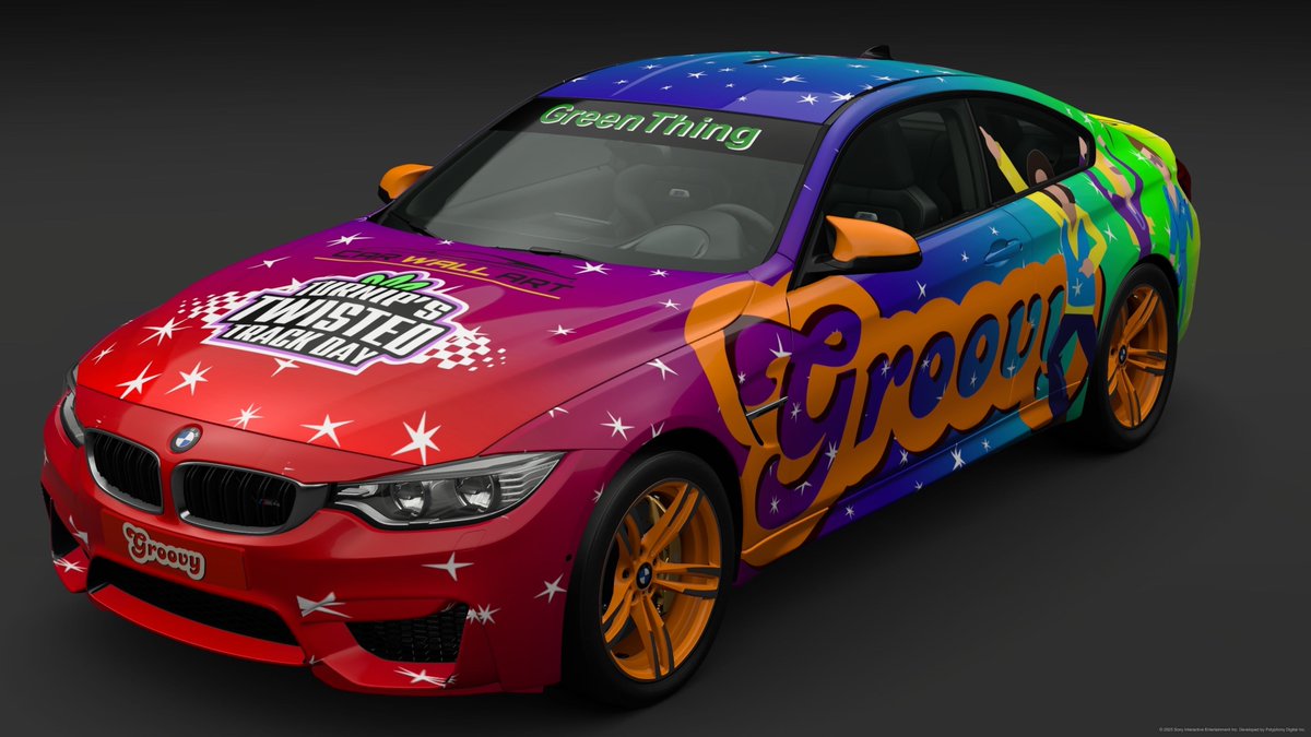 TinyTurnip13's tweet photo. Check out this groovy disco themed livery by GreenThing on the BMW M4 ‘14 🪩✨! 

This one took the crown as the winner of the disco livery challenge.

What do you think? Rate it out of 10! 👀🚗 

#CarLivery #DiscoVibes #BMWM4 #GreenThing https://t.co/FhZP58xL4v