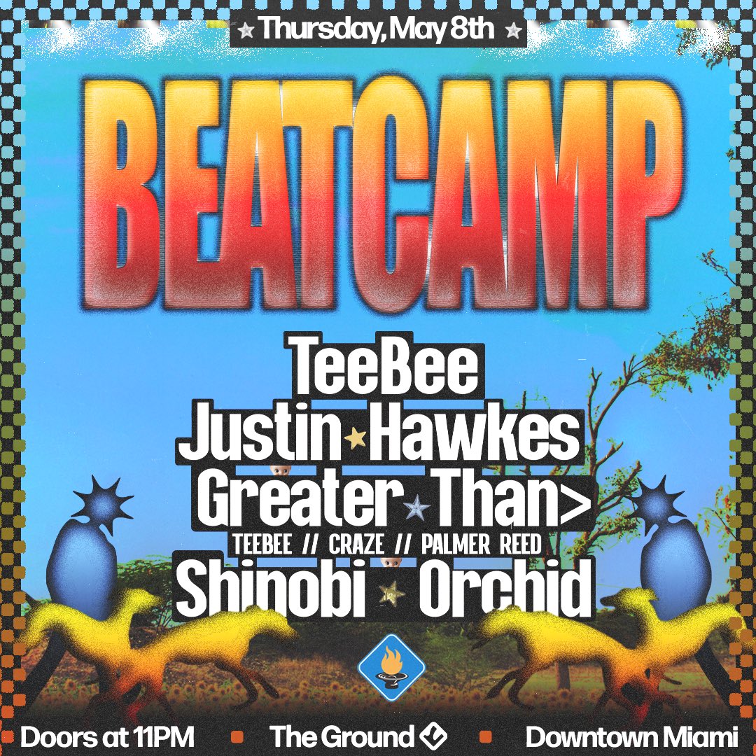 beatcampdnb's tweet photo. DNB @ SPACE 👾🔊🔥 // THURSDAY MAY 8TH - @beatcampdnb is BACK and ready for a full on DNB takeover at @TheGroundMiami ⛓️🔊🔥

💿💿💿
Justin Hawkes
Teebee
Craze
> Greater Than
(Craze, Teebee &amp; Palmer Reed)
Shinobi
Orchid

🎫: https://t.co/9latqV5uZq https://t.co/1j8M7ejXBu