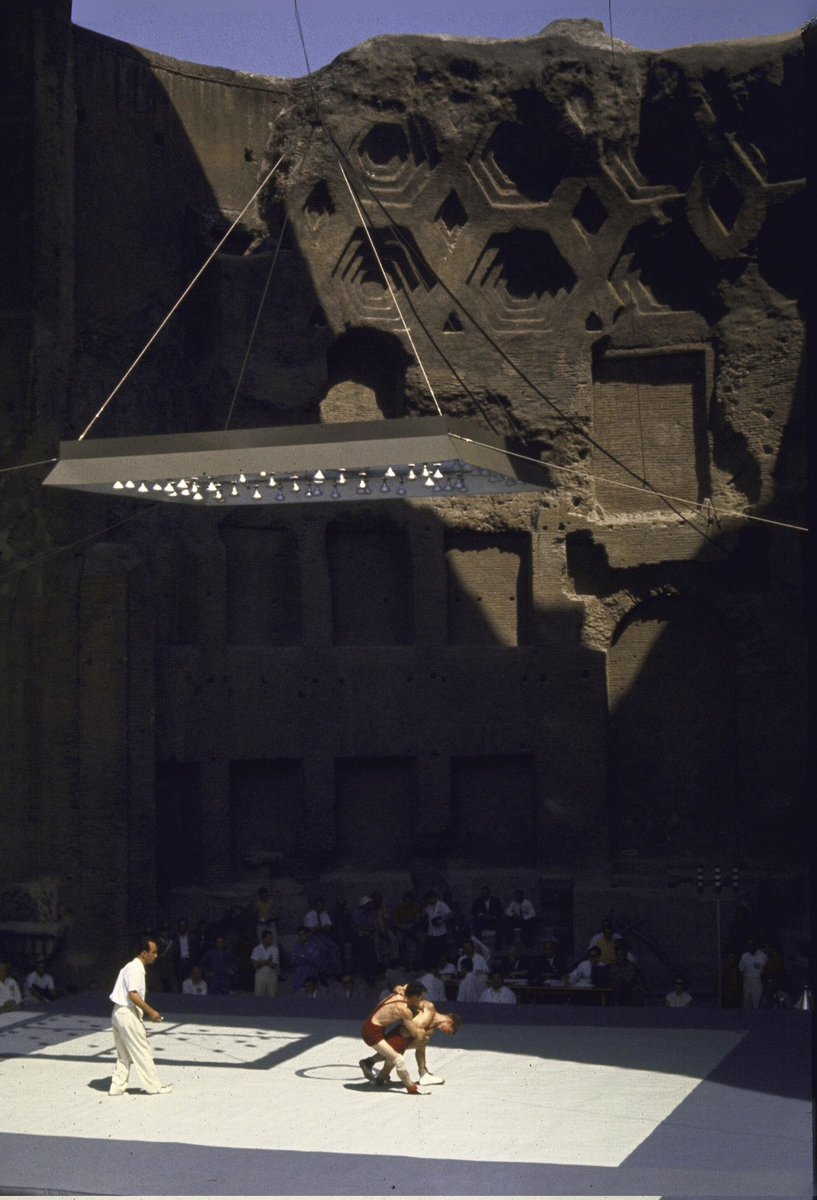 Ortgeist's tweet photo. Greco-Roman wrestling in the ruins of Basilica of Maxentius, Rome, 1960 https://t.co/Jkty733za1