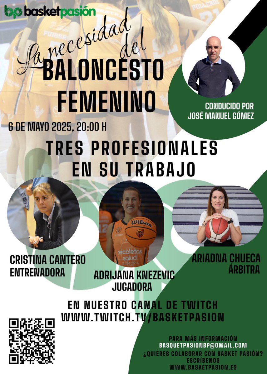 🗣️💜Presentamos nuestra #WebinarBP: “La necesidad del #BaloncestoFemenino”

3️⃣ grandes invitadas:

👔 @canteroostos, entrenadora @celtabaloncesto.

⛹🏻‍♀️Adrijana Knezevic, jugadora <a href="/RecoletasZamora/">CD Zamarat - Recoletas Zamora</a>.

⚖️ Ariadna Chueca, árbitra <a href="/FIBA/">FIBA Basketball</a>.

🎙️A los mandos, @jomagohe.

#BasketPasion