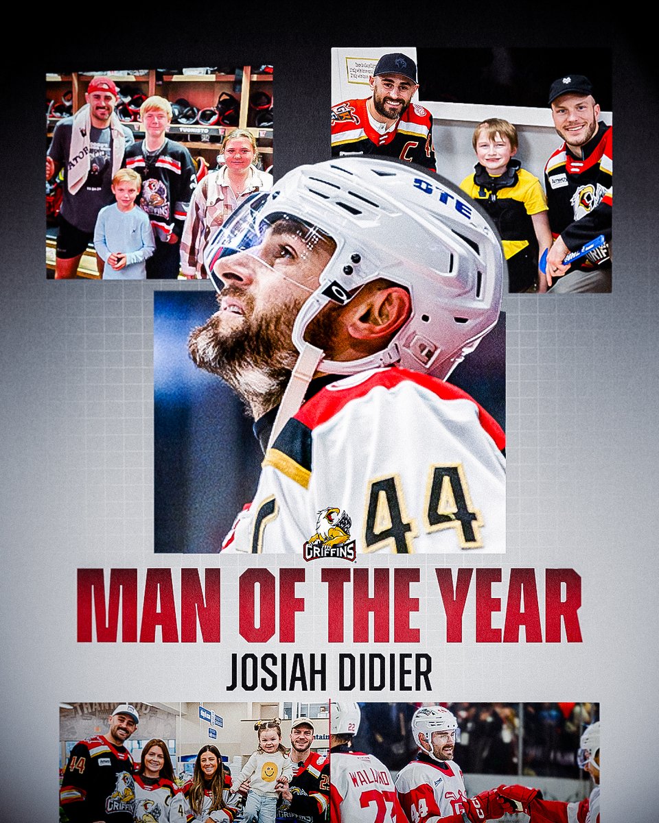 griffinshockey's tweet image. CAP IS THE MAN 👊

The Griffins are proud to announce that captain Josiah Didier has been named the team’s winner of the IOA/American Specialty AHL Man of the Year award for his outstanding contributions to the Grand Rapids community during the 2024-25 season #GoGRG 
DETAILS &amp;gt;&amp;gt;…