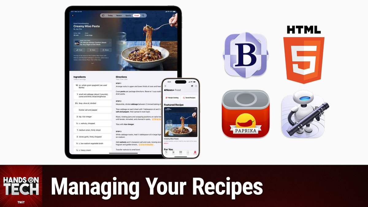 TWiT's tweet image. 🍴 Organizing recipes? Mikah Sargent helps Wayne streamline his collection and reformat entries in HTML for easier browsing and sharing on Hands-On Tech.

📝 #AppleNotes #RecipeTips
📲 Download and subscribe here:
🔗 twit.tv/shows/hands-on…
✨ Want ad-free video? Join Club TWiT: