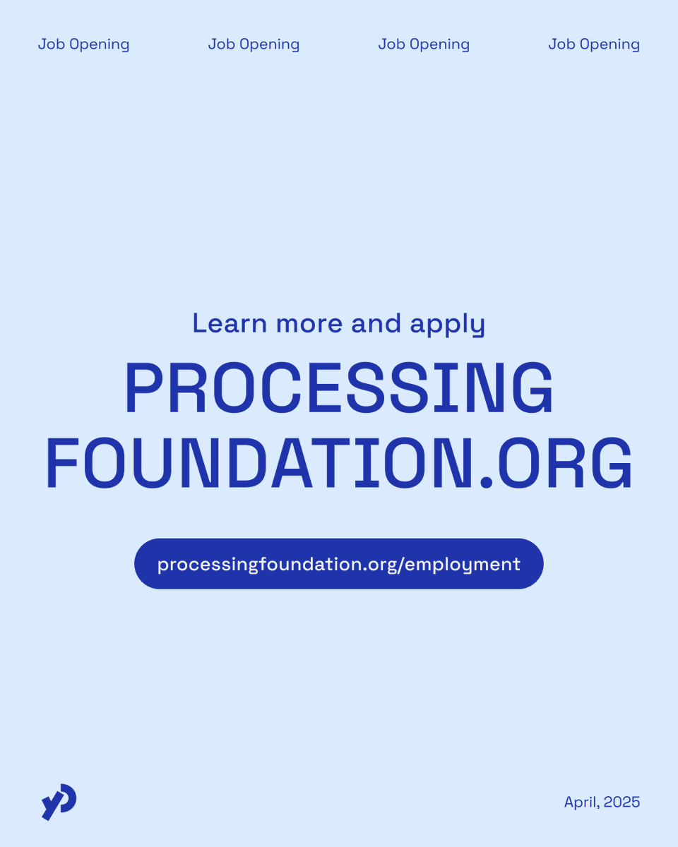 ProcessingOrg's tweet image. Job Alert 💙 We are seeking a @processingCore Project Lead to maintain the growth of #Processingorg! Ideal candidates care deeply about broadening access to #codeEducation, are willing to learn new skills, and co-envision the future of Processing 🔗 Apply: forms.gle/M9BGNxJGN7hWzb…