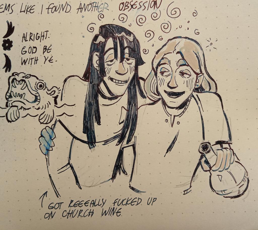 My new ocs,,, The tall guy is Ilve and the other one is Matas. They're besties.