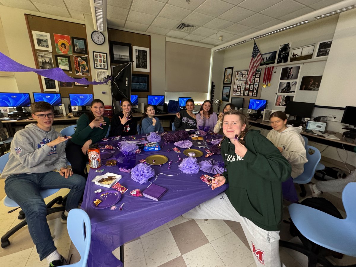 Getting our purple on with the fabulous Marblehead High School yearbook staff! Each year when we final their book, rockstar adviser <a href="/leahbordieri/">Leah Bordieri</a> throws a purple party celebration, reflecting the completed purple pie chart on their Walsworth site! WTG, MHS! <a href="/yearbookforever/">Walsworth Yearbooks</a>