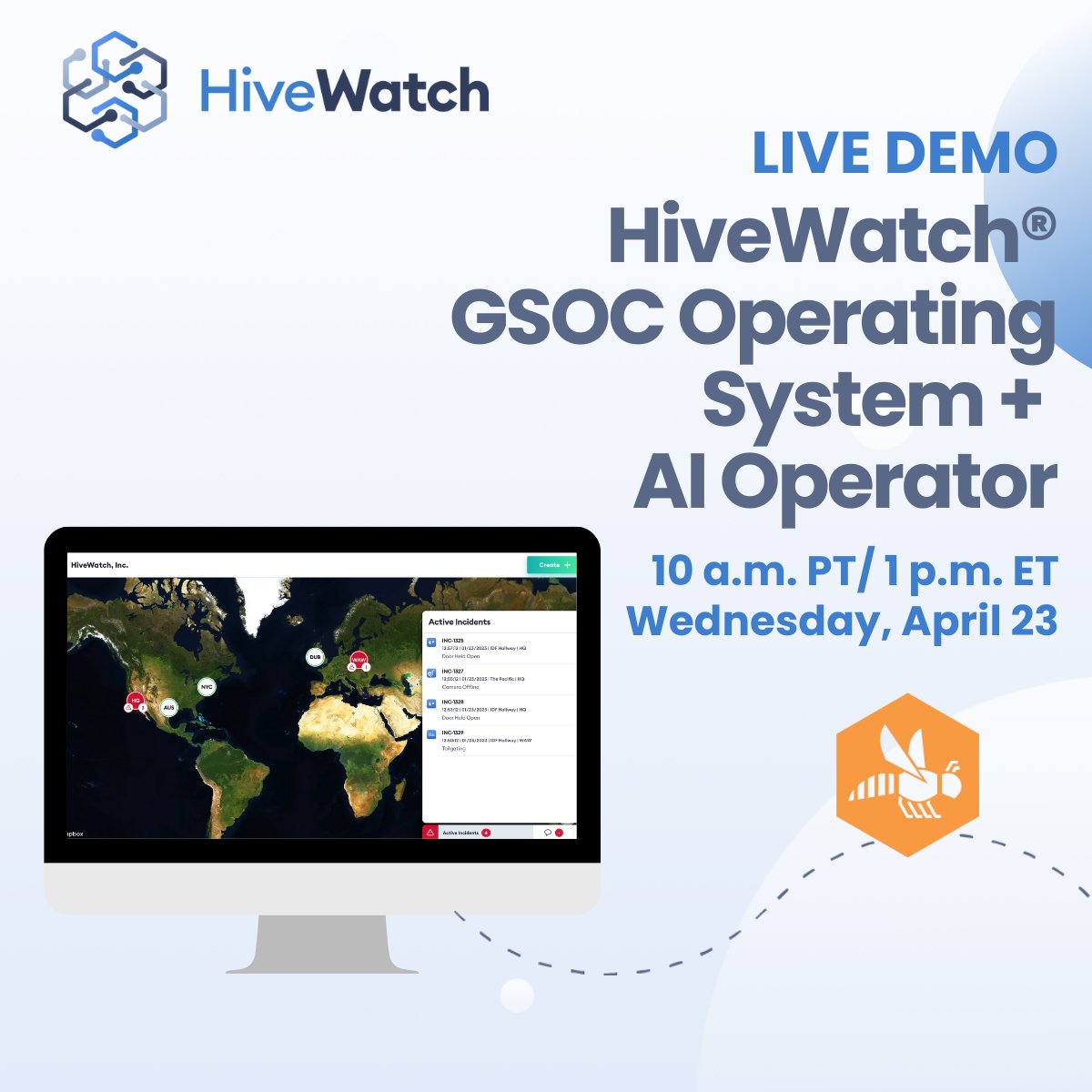 HiveWatch's tweet image. Join us for a LIVE demo of the HiveWatch® GSOC Operating System + #AIOperator! 

🕒 10 a.m. PT / 1 p.m. ET
📅 Wednesday, April 23

Register to attend (and get your questions ready): hubs.ly/Q03gr5PW0

#webinar #demo #securityindustry #securityoperations