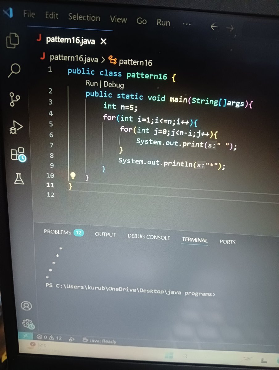 code_with_charu's tweet image. Daily coding questions ๐๐๐ฒ๐๐
๐๐.๐๐ง๐ ๐๐ข๐๐ ๐ง๐จ๐ฅ ๐๐๐ญ๐ญ๐๐ซ๐ง
#day14#java#dailycoding
#100dayscoding #100dayschallenge
#programming #codewithcharu
#consistency
๐๐.๐๐ง๐ ๐๐ข๐๐ ๐ง๐จ๐ฅ ๐๐๐ญ๐ญ๐๐ซ๐ง