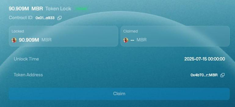 90.9M $MBR LOCKED FOR 3 MONTHS ! 🚀

wallah WE LOCKED. 🔒🔥
ape now or watch from Earth 🌍👀
'cause Moonbarak is headed straight to the moon 🌙🌙

ca: 0x4b70f749f11622bfc58fa7ca1ce361f995f811967f631b31f5ca979c39be9f33::mbr::MBR

buy on RaidenX: raidenx.io/sui/moonbags-m…
buy on