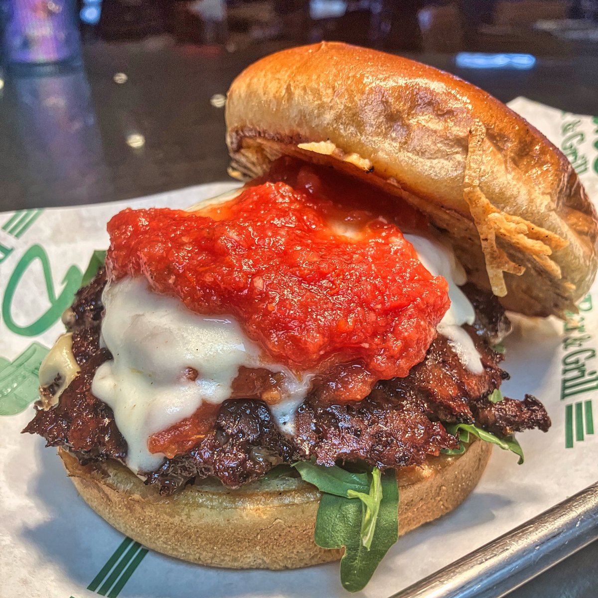 Mama Mia! It's The Pizza Burger!
Topped with pepperoni, tomato basil sauce, arugula on a Parmesan crusted bun!
Available this week at Dan's through Thursday!
C'mon out!