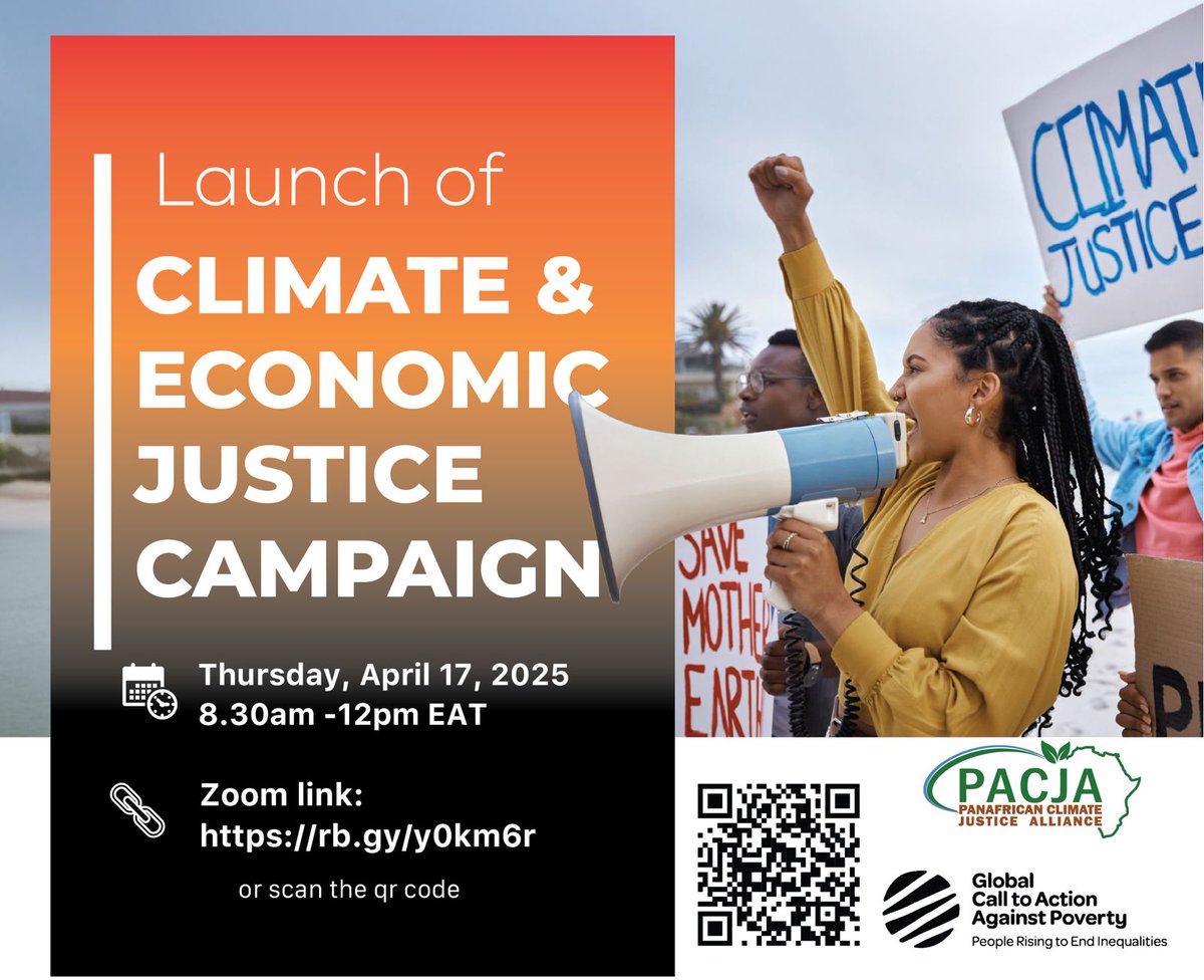 Climate justice and economic justice are two sides of the same coin. We can't have one without the other.Climate advocates are invited to a virtual meeting. On Apr 17, 2025 *08:30 AM EAT*  
 
Register for this meeting 
us02web.zoom.us/meeting/regist…
<a href="/PACJA1/">PACJA</a>