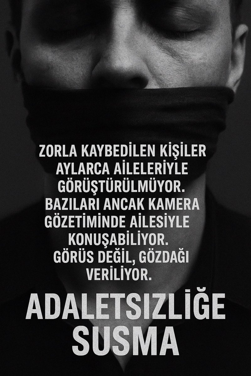 kybdlnhayatlar's tweet image. Zorla kaybedilen kişiler aylarca aileleriyle görüştürülmüyor. Bazıları ancak kamera gözetiminde ailesiyle konuşabiliyor.
Görüş değil, gözdağı veriliyor.

Adaletsizliğe Susma