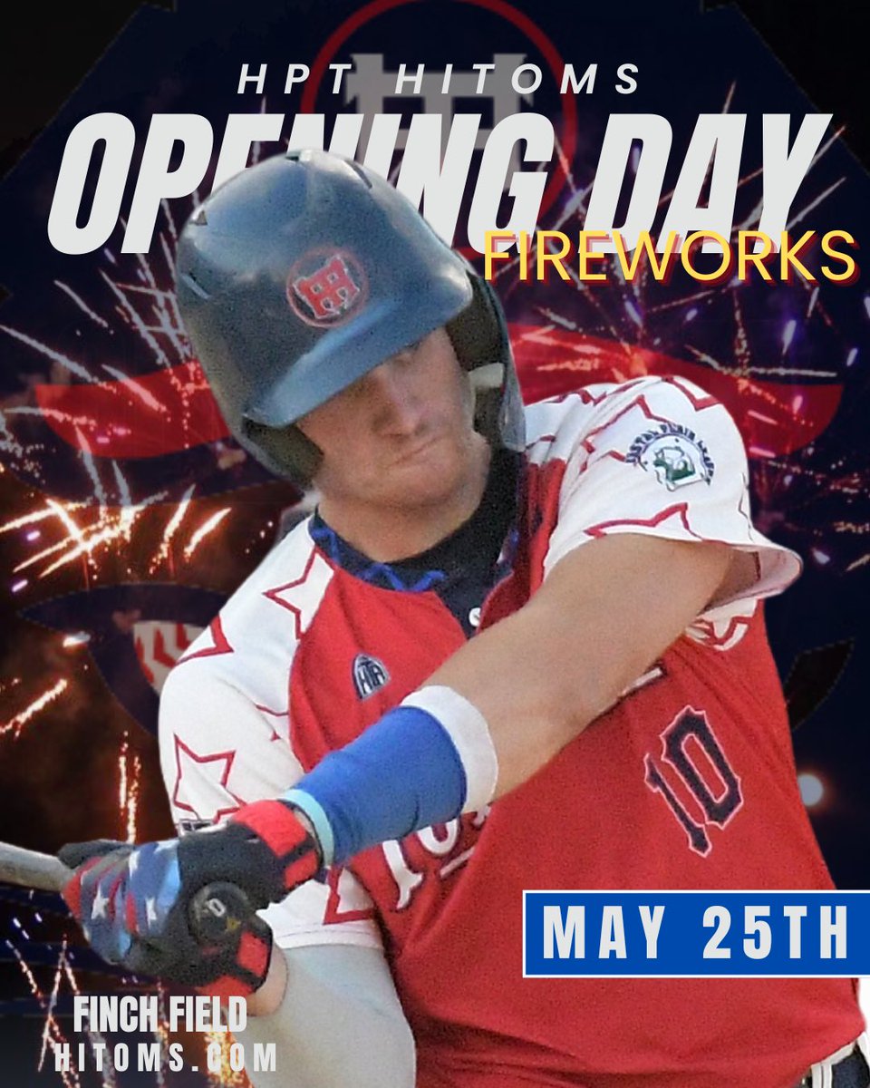 40 DAYS!

Opening Day is right around the corner and we are excited to have everyone back at Finch Field to kick off the summer as the HiToms take on the Stars at 6pm with FIREWORKS to follow!