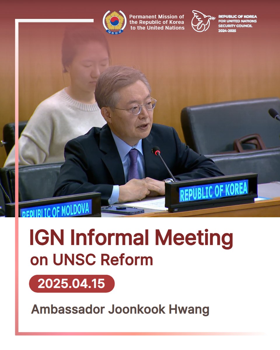 #UNSC Reform
(#IGN Informal Meeting, 2025.04.15.)

"Under the Charter principle of "equitable geographical distribution", the Asia-Pacific region is the most under-represented in the current Security Council. (...) Asia-Pacific has seen the most substantial growth in its UN