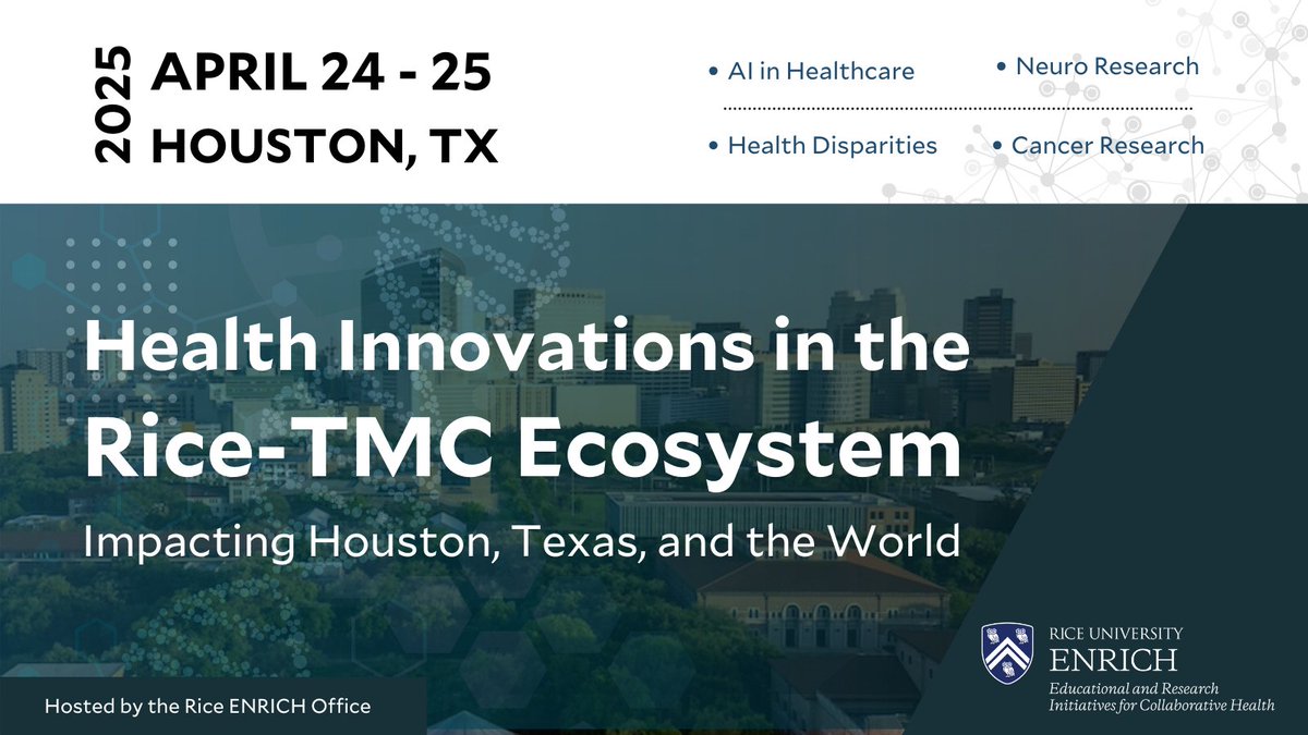 The Ken Kennedy Institute (@ricekenkennedy) on Twitter photo Join <a href="/ENRICHrice/">Rice ENRICH Office</a> for Health Innovations in the Rice-TMC Ecosystem, a 2-day symposium about pioneering impactful innovations with the potential to improve global health outcomes. Register at bit.ly/3Y00ava. Join <a href="/ENRICHrice/">Rice ENRICH Office</a> for Health Innovations in the Rice-TMC Ecosystem, a 2-day symposium about pioneering impactful innovations with the potential to improve global health outcomes. Register at bit.ly/3Y00ava.