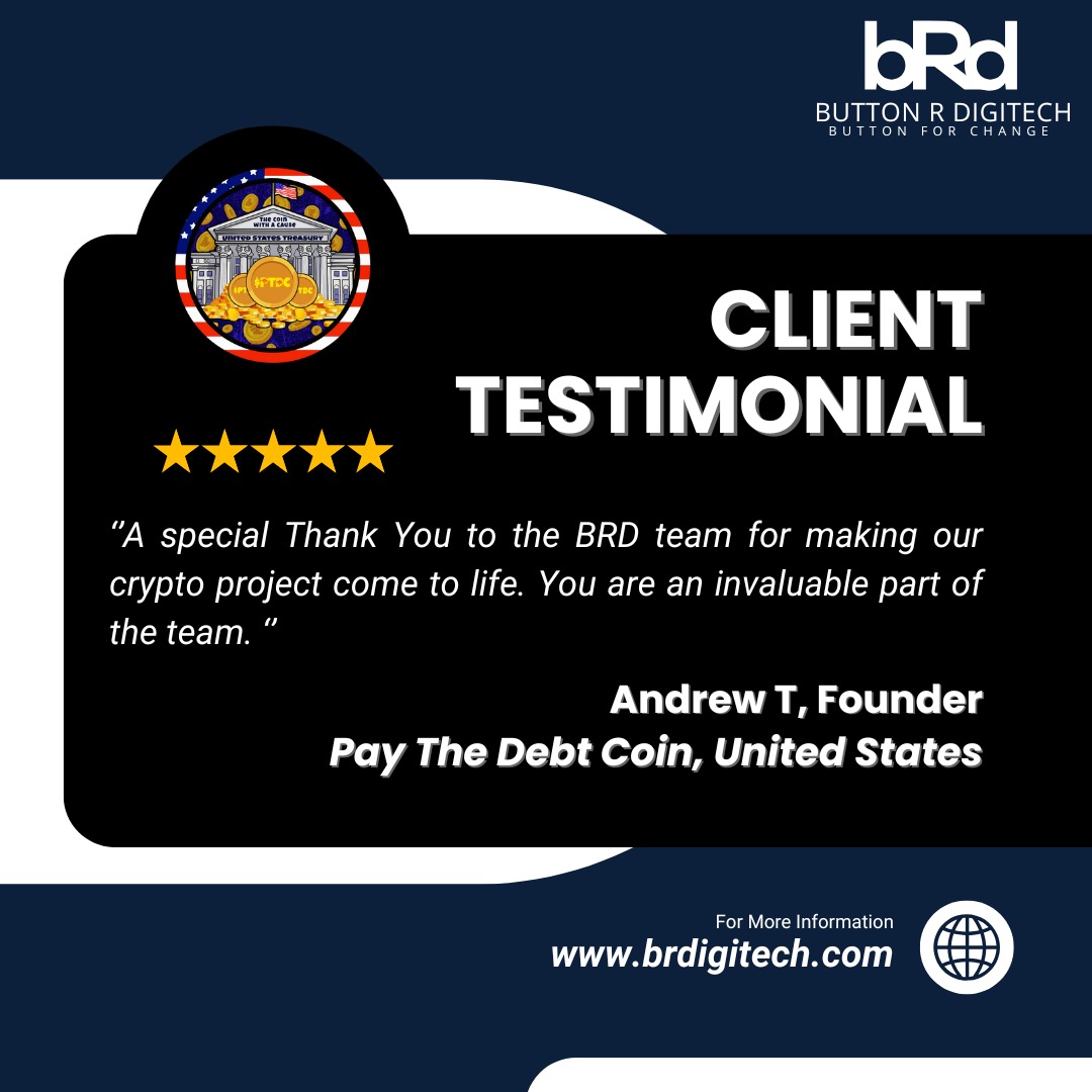 brdigitech_'s tweet photo. Another project delivered. Another happy client! 🙌 
Thanks @PayTheDebtCoin for your trust - reviews like this make our day.
Let’s create something great together!
🌐 https://t.co/iZ2484dLSo | 📧 info@brdigitech.com | 📞 +973 3322 7262
#ClientReview #PTDC #BlockchainTechnology #Cryptocurrency #ICO #BRDigitech