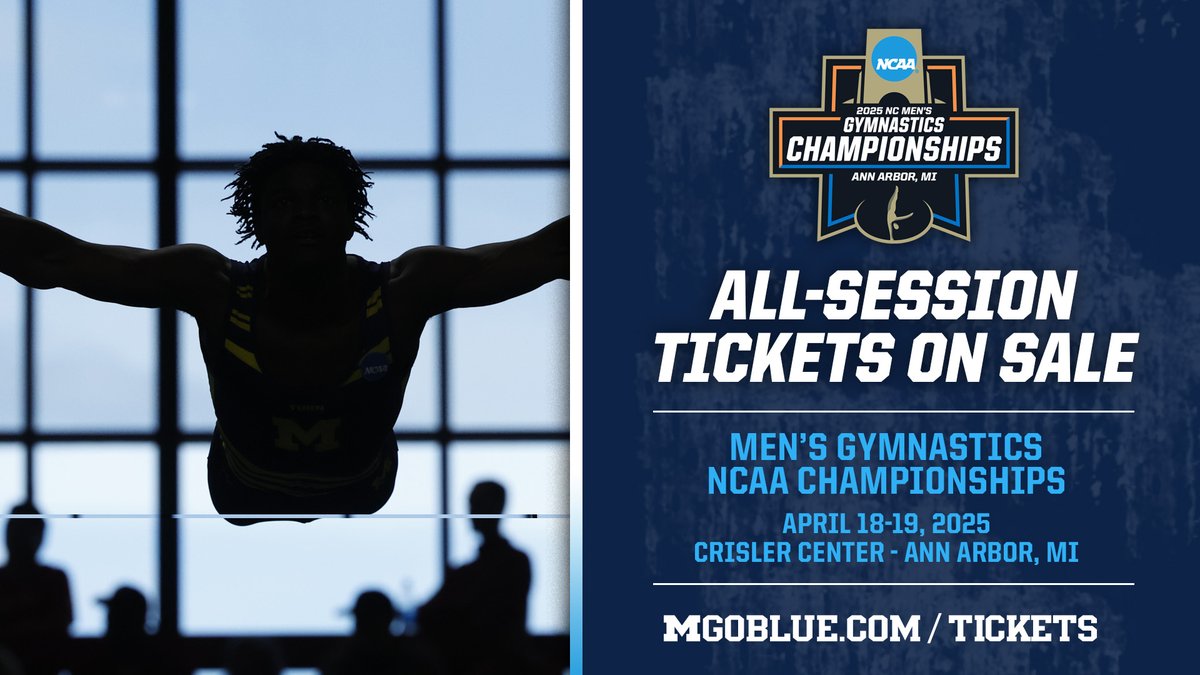 UMichGym's tweet photo. It's meet week Wolverines!

Get your tickets for the NCAA Championships at Crisler Center on April 18-19!

🎟️ : https://t.co/4BSnw1K7xq https://t.co/56eulIV2Tv