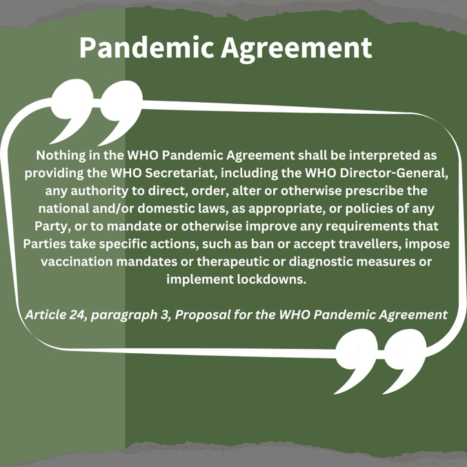 The #PandemicAccord is an agreement by countries, for countries. It's about better collaboration, and local action not control. It’s about making sure people everywhere can access health tools in time of pandemics. The draft is clear about <a href="/WHO/">World Health Organization (WHO)</a>'s role. ⬇️