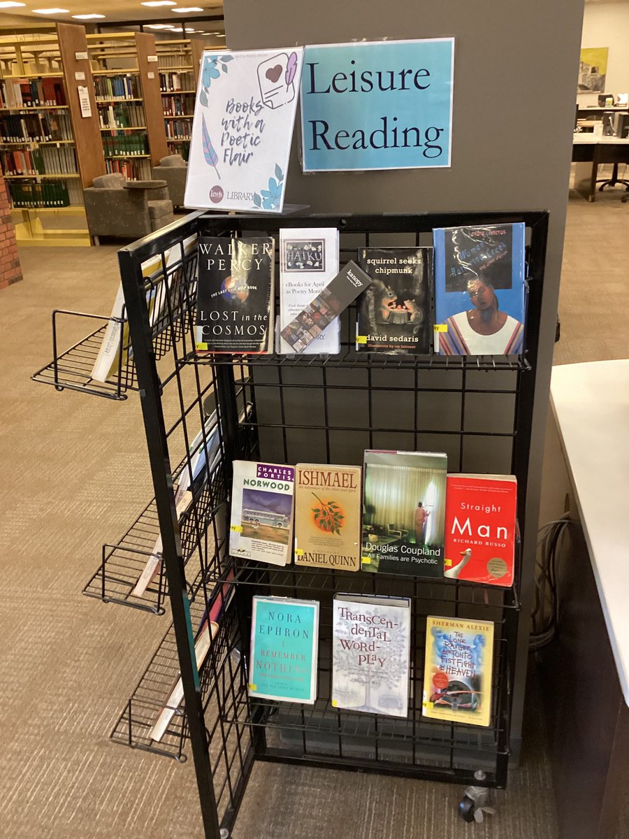 lewisulibrary's tweet photo. April is Poetry Month, and these books got that poetic flair to them #lewisu #team_library #tuesdaytexts https://t.co/ka2bufCmEp