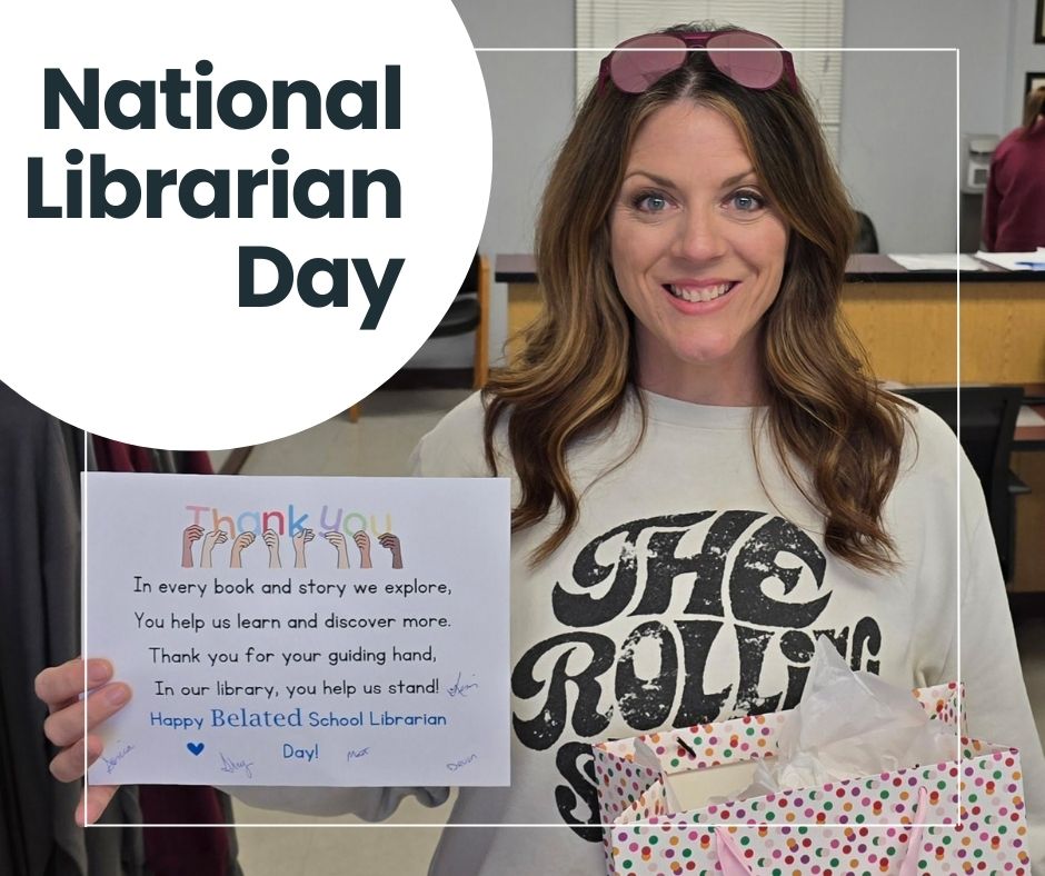 A little late but we want to recognize our outstanding librarian at RHS,  Ashley Ziegler. She encourages all to read more and learn more.