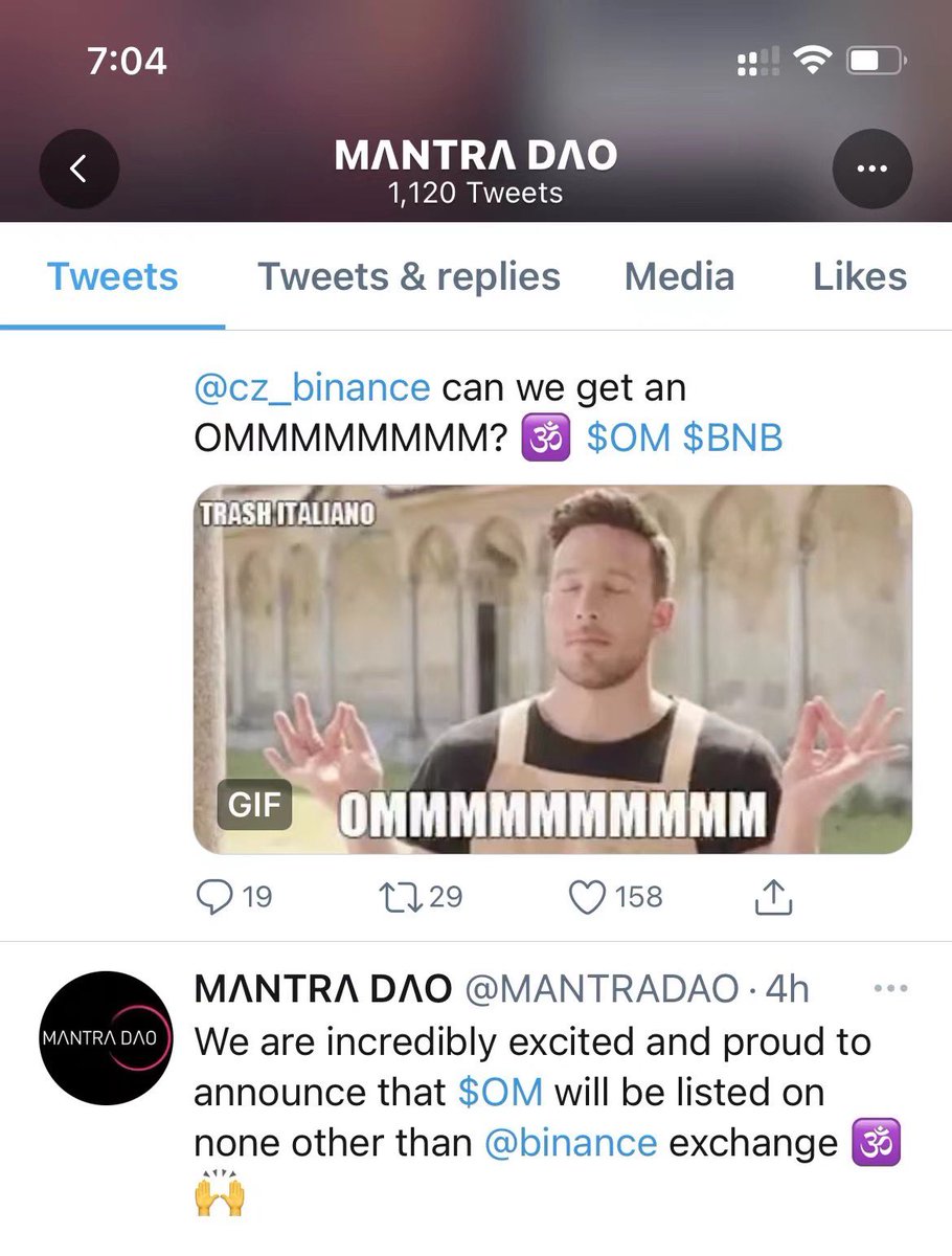 Mantra / Mantra Dao started in early 2020 @ my Hong Kong office on Canton Road. Attached 4 WeChat moments dating back to 2020 regards to Mantra 1st debut on Bithumb Exchange - PLUTUS VC my fund joining the joy - winning awards and CZ tweeting ‘OMMMMMM’ … this is a project that