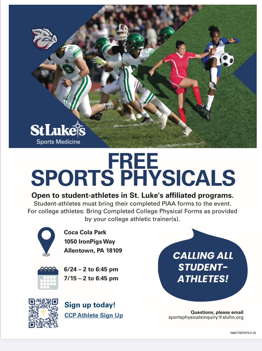 Free fall sports physicals
Participants must register to attend