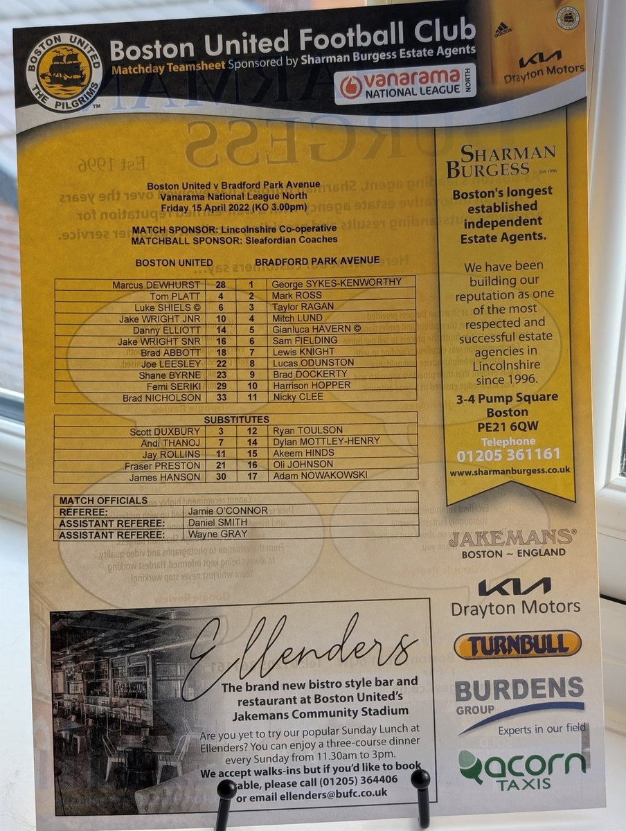 Oliver Atkin (@oaphotography1) on Twitter photo ๐
ON THIS DAY: Present <a href="/SheffieldUnited/">Sheffield United</a> promotion-chaser <a href="/FemiSeriki2/">Femi Seriki</a> was the cover star of the Pilgrim as <a href="/bostonunited/">Boston United</a> edged out <a href="/BPAFCOfficial/">Bradford (Park Avenue) AFC</a> 2-1.
On the back of a 4-0 victory at Curzon Ashton United would go on to famously beat Brackley Town 1-0 on Bank Holiday Monday. โฝ ๐
ON THIS DAY: Present <a href="/SheffieldUnited/">Sheffield United</a> promotion-chaser <a href="/FemiSeriki2/">Femi Seriki</a> was the cover star of the Pilgrim as <a href="/bostonunited/">Boston United</a> edged out <a href="/BPAFCOfficial/">Bradford (Park Avenue) AFC</a> 2-1.
On the back of a 4-0 victory at Curzon Ashton United would go on to famously beat Brackley Town 1-0 on Bank Holiday Monday. โฝ