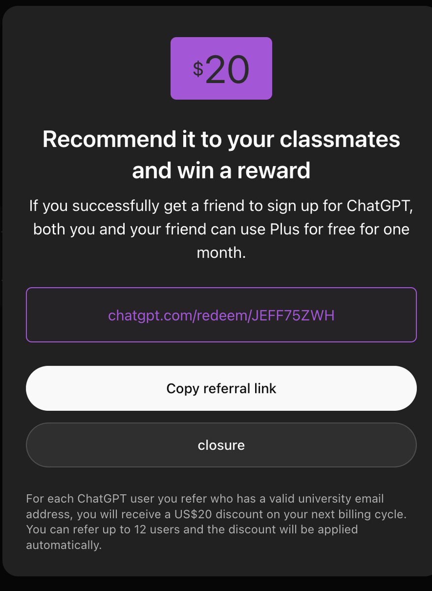 🚨 FREE GPT-4+ ALERT 🚨

Get 1 month of ChatGPT Plus (GPT-4) for FREE 🤯
Just register with a .edu email via my link:
👉 chatgpt.com/redeem/JEFF75Z…
⚡ No credit card needed
🎓 For students only
💨 Limited time offer — don't miss it!
#ChatGPT #GPT4 #OpenAI #AItools #FreeGPT