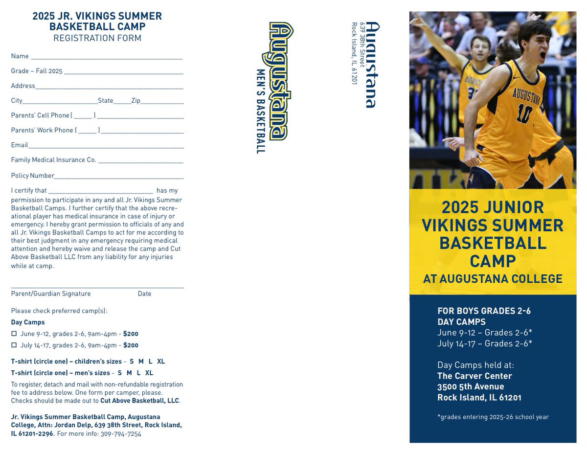 Augie_MBB's tweet image. Join us this Summer for the 2025 Junior Vikings Summer Basketball Camps!

Camps will run June 9-12 and July 14-17 for boys entering 2nd-6th grade in the 2025-2025 school year

Register Now: secure.getmeregistered.com/get_informatio…