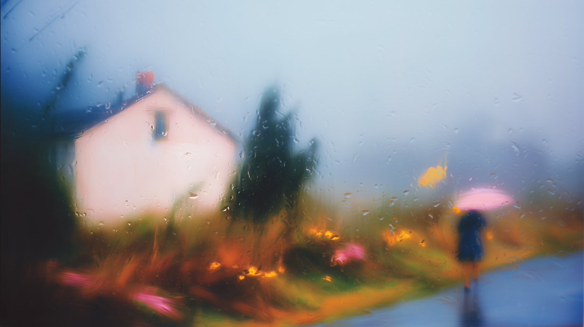 nickfloats's tweet image. more blending in --v 7, this time playing with the idea of impressionism captured through a rain soaked windows