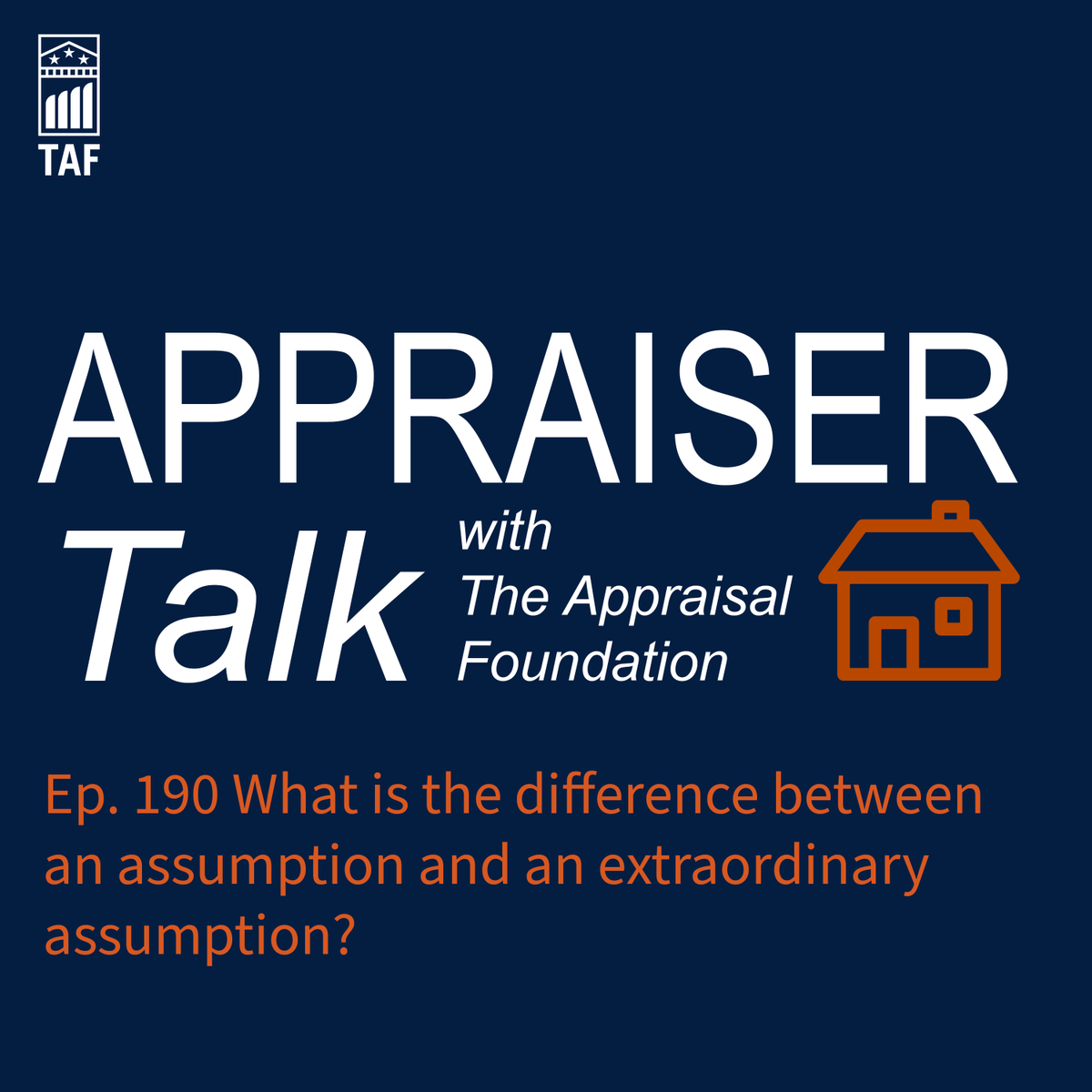 The Appraisal Foundation (@theappraisalfdn) on Twitter photo This week on Appraiser Talk: What is the difference between an assumption and an extraordinary assumption? 
Tune in as we break it down and explore how these terms impact appraisal practice!
Listen now: ow.ly/32Ii50VAa9y This week on Appraiser Talk: What is the difference between an assumption and an extraordinary assumption? 
Tune in as we break it down and explore how these terms impact appraisal practice!
Listen now: ow.ly/32Ii50VAa9y