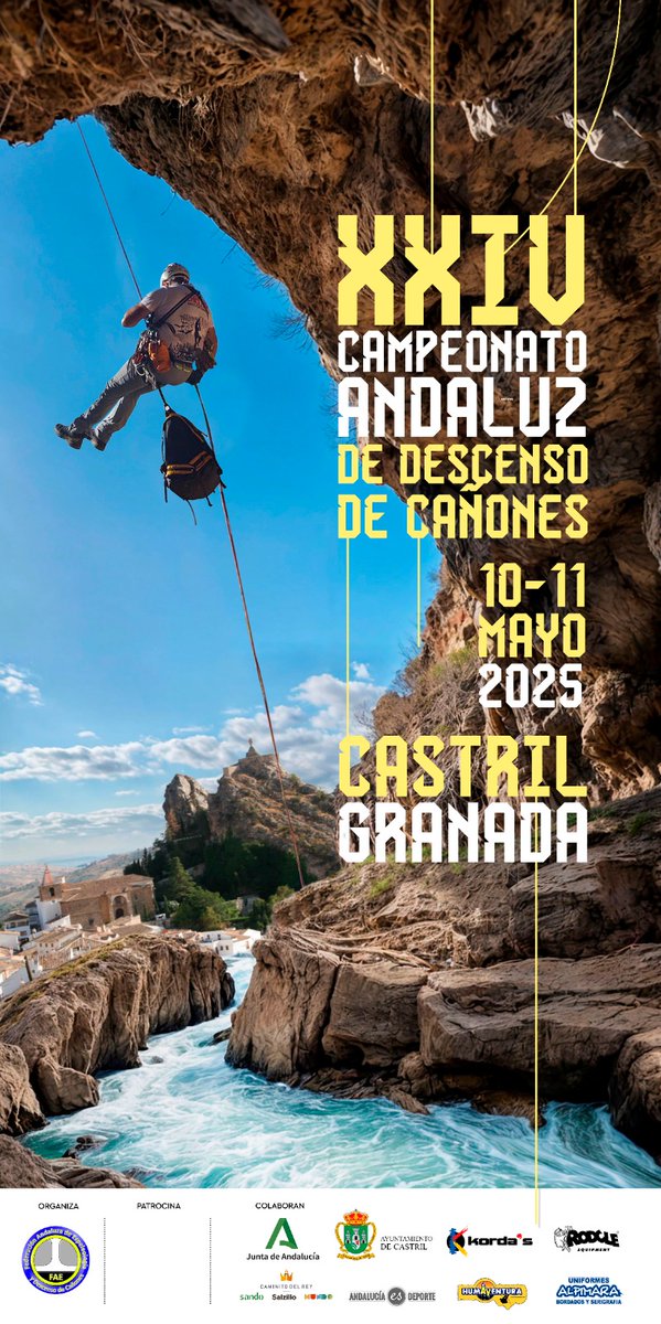 XXIV CAMPEONATO AND.DESCENSO DE CAÑONES, 🚩Castril📆10-11 de mayo✏️fae.playoffinformatica.com/InscripcioWeb.… <a href="/DeporteAND/">Andalucía es Deporte</a> <a href="/dipgra/">Diputación de Granada</a> <a href="/AytoCastril/">Ayuntamiento de Castril</a> #competicion #campeonatoandaluz #cañones
