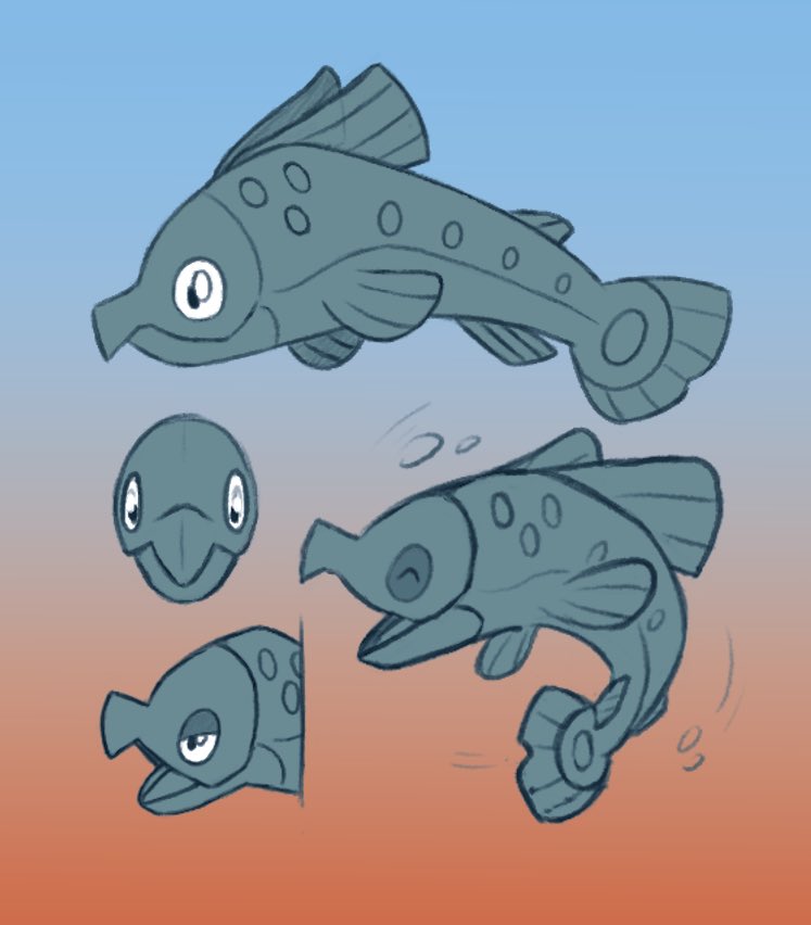 A little warm up Salmon Fakemon 
#Pokemon #art